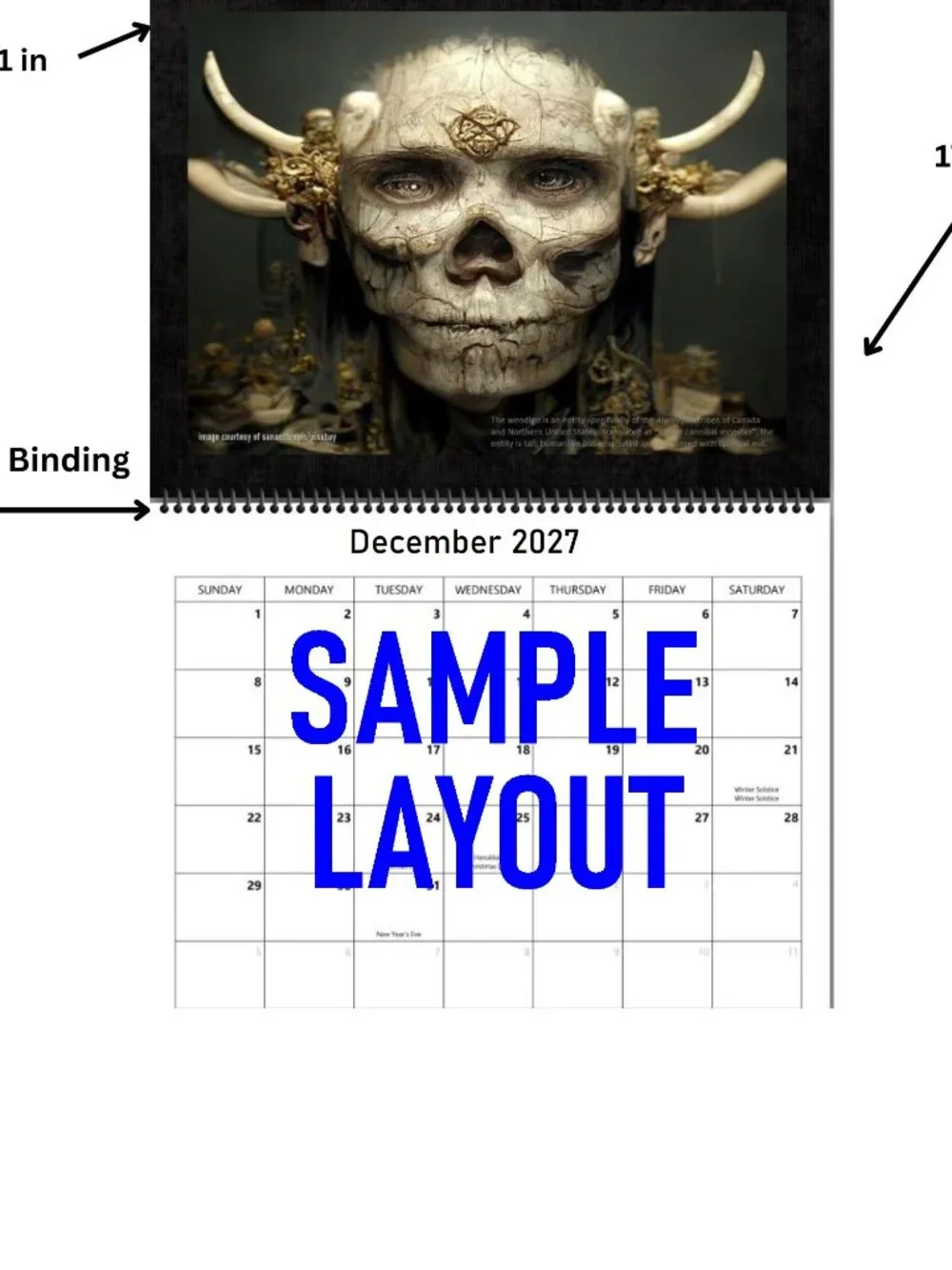 Cryptid Wall Calendar 2027 Legendary Creatures Folklore Monsters Paranormal Gift